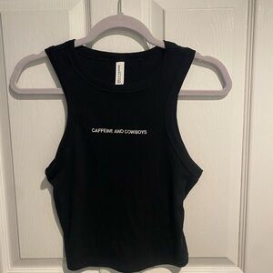 Black Women's Caffeine and Cowboys crop tank